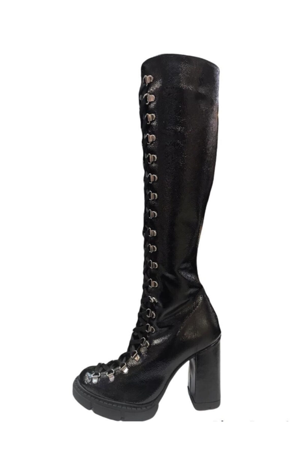 Erkan Saçmacı Lady Bağcıklı Platform Topuklu Kadın Bootie 11 Cm