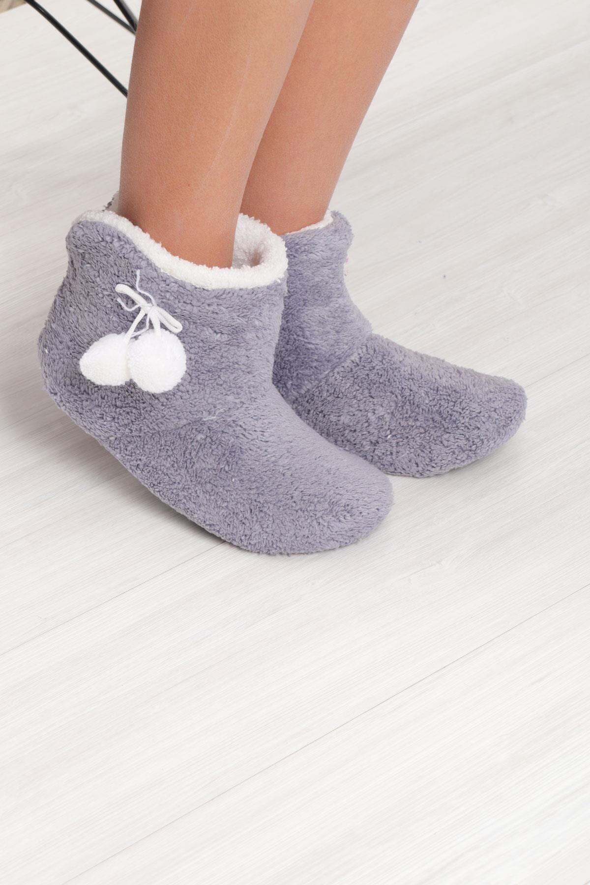 Ayakkabı Vakti Kadın Peluş Ev Pandufu Ponponlu 56212-1
