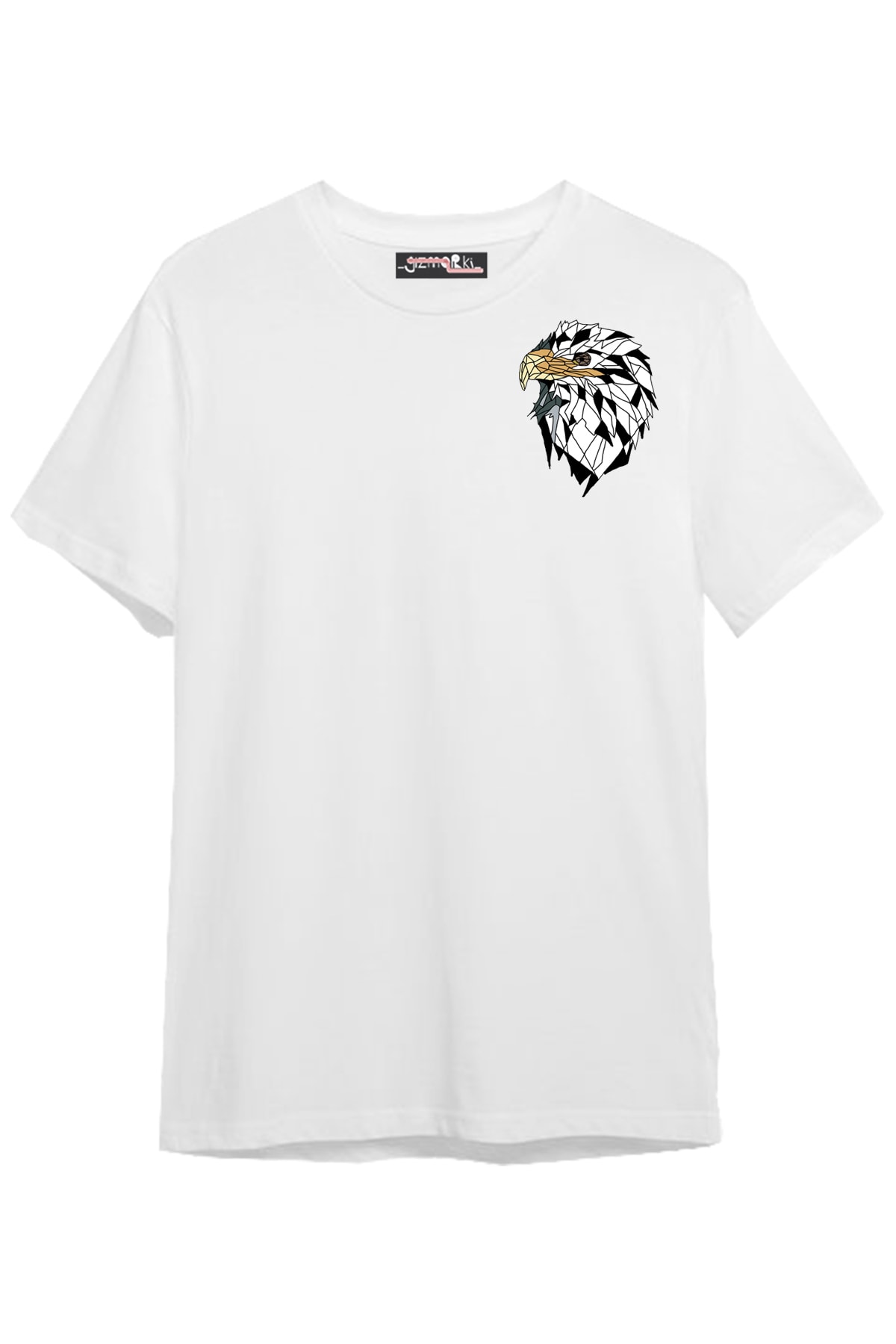 Gizmorki Özel Tasarım, Bisiklet Yaka, Pamuklu, Kısa Kollu,beyaz T-shirt:''siyah-beyaz''