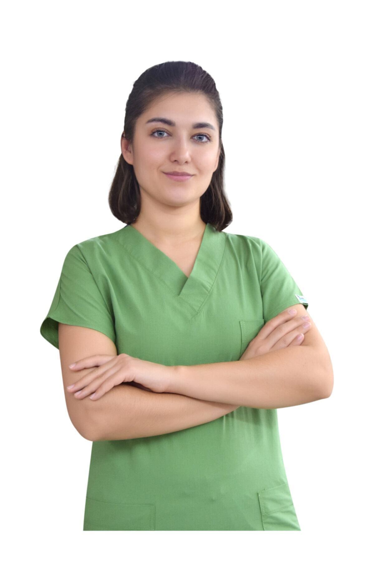 Nur Medikal Giyim Unisex Fıstık Yeşili Hemşire Doktor Cerrahi Hastane Tek Üst Forma