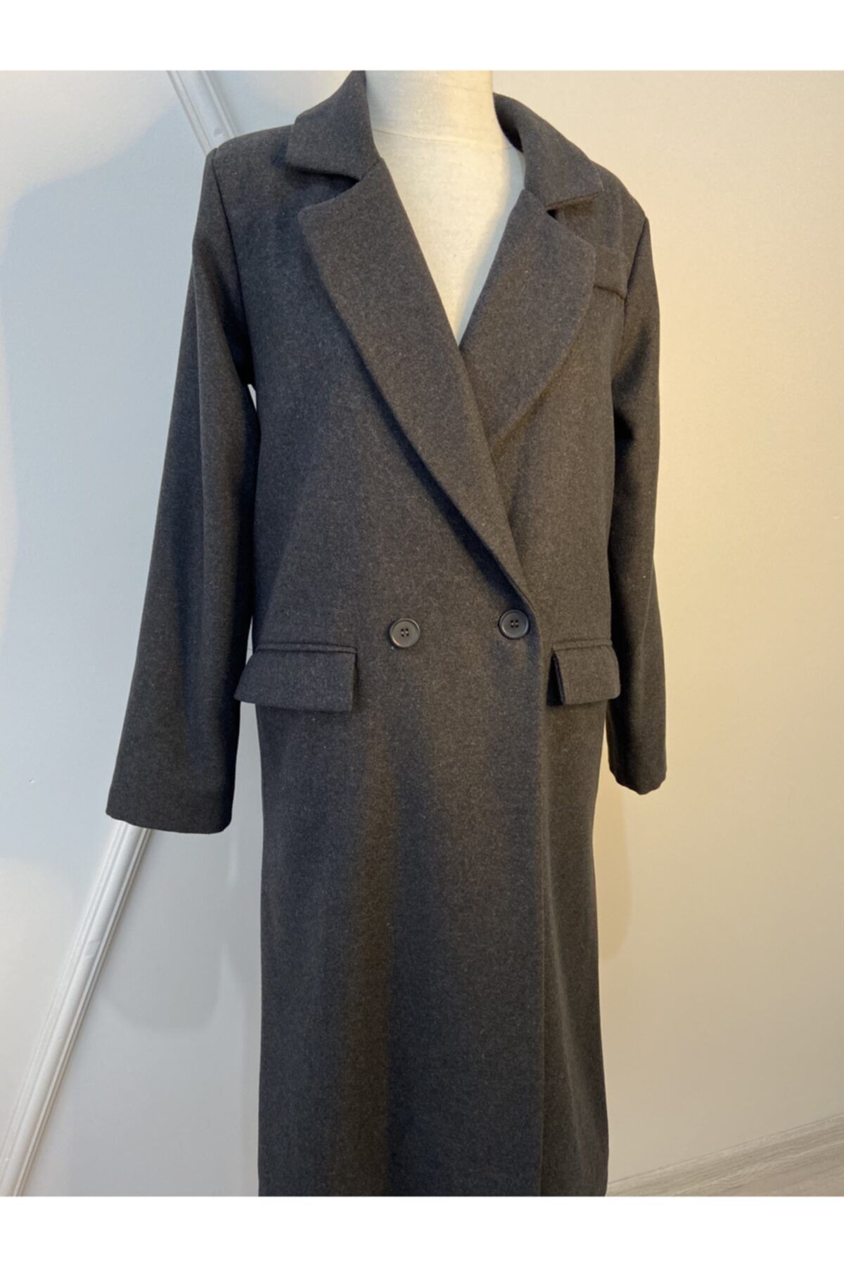 Demetaksoycollection Kaşe Kaban Antrasit Renk (astarlı)
