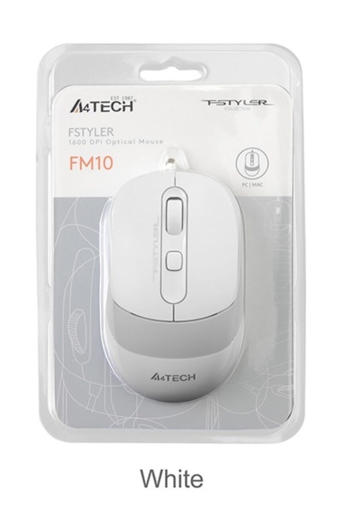 A4 Tech Fm10 Usb Fstyler Beyaz Kablolu 1600 Dpı Mouse