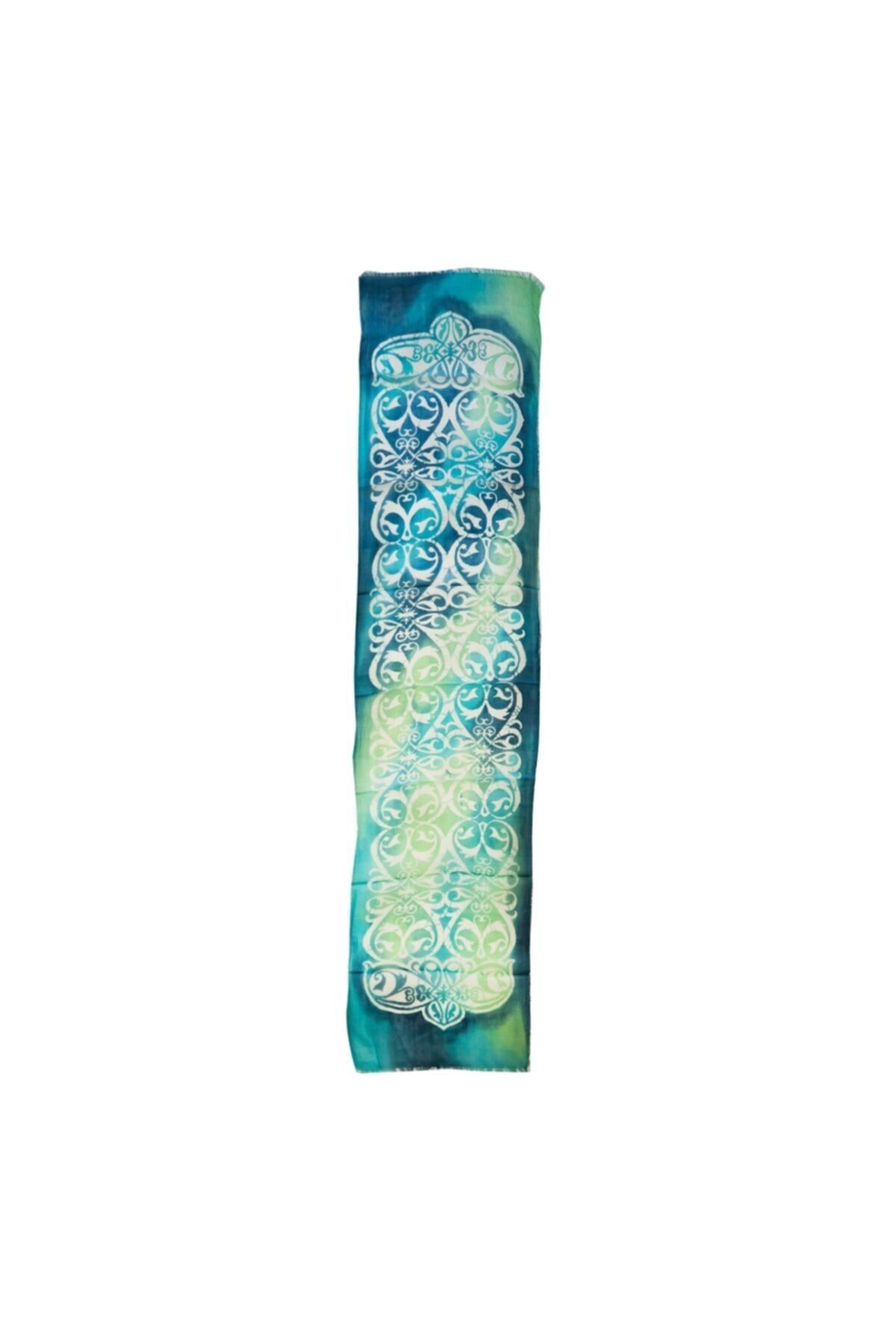 Anadolia Mavi Çini Mum Batik Ipek Fular