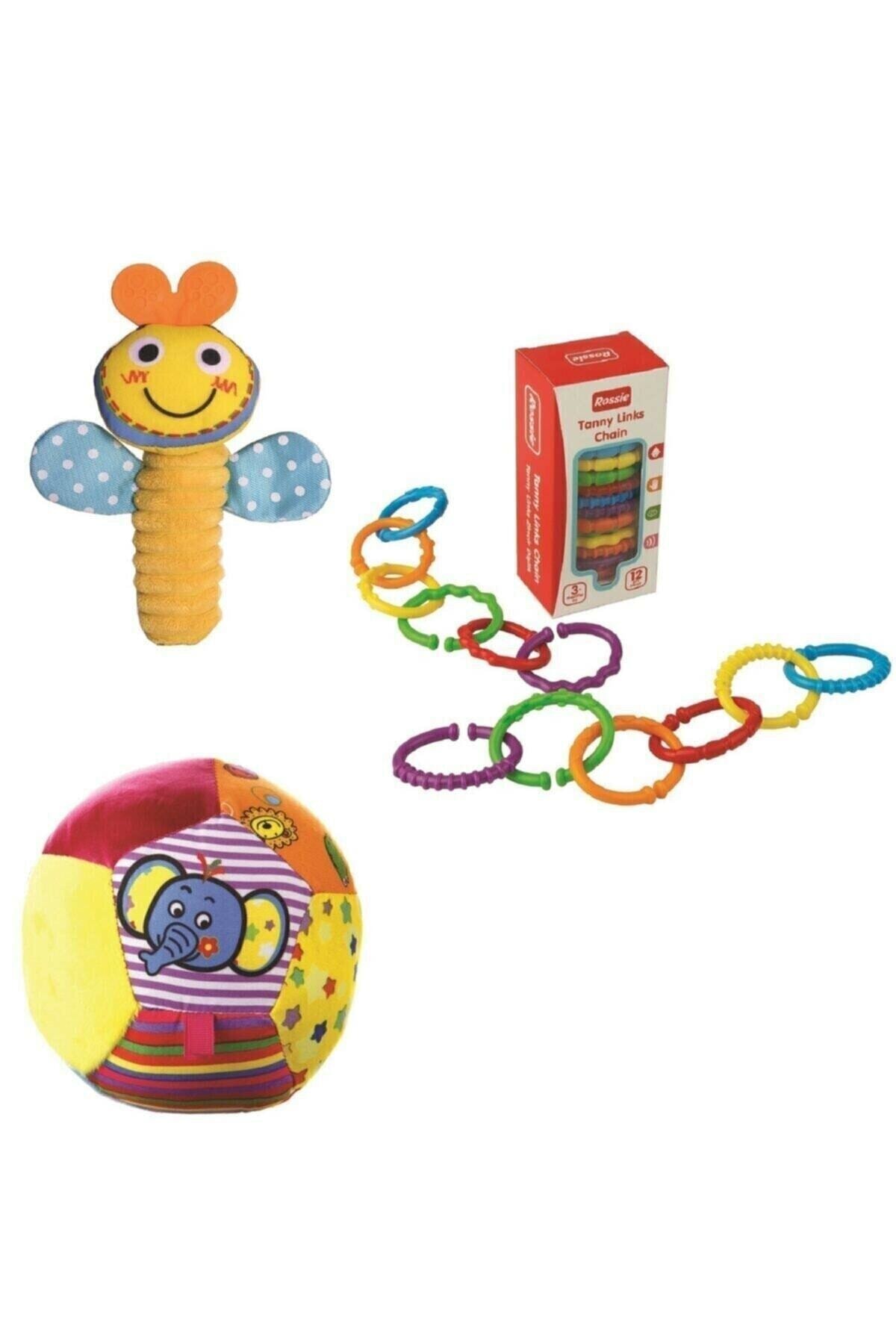 Rüya Gezegeni 3'lü Set Hışırtılı Sık Sık Arıcık Diş Kaşıyıcı & Çıngıraklı Topum & Rossie Zincir