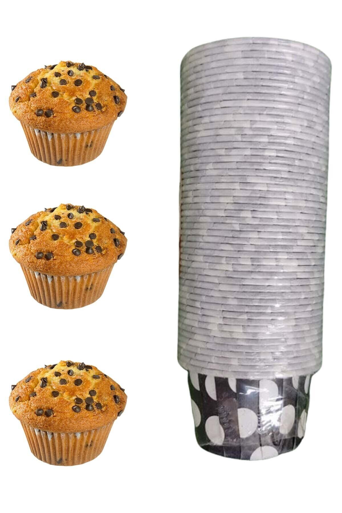 NE GELDİ 50'li Küçük Boy, Siyah Desenli Kağıt Muffin Kapsülü