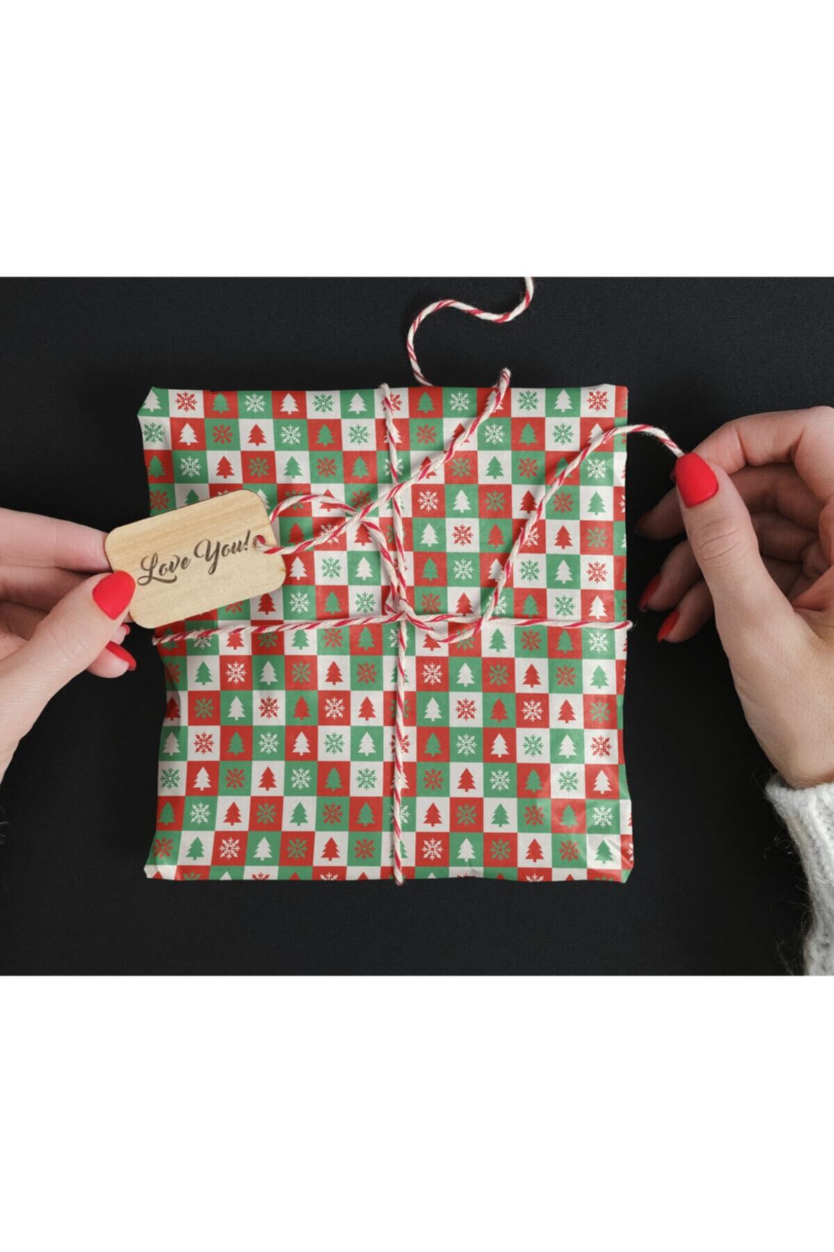 HRS 50 X 70 Cm Yeni Yıl Yılbaşı Çam Ağacı Noel Temalı Hediye Paketleme Ambalaj Kağıdı (6’lı Paket)