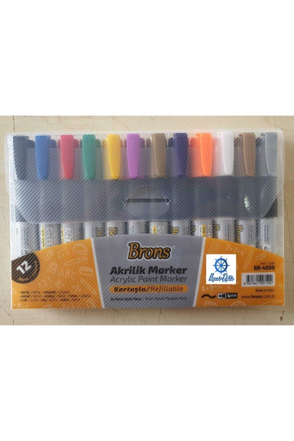 Brons Akrilik Marker 12 Renk 4mm Meta