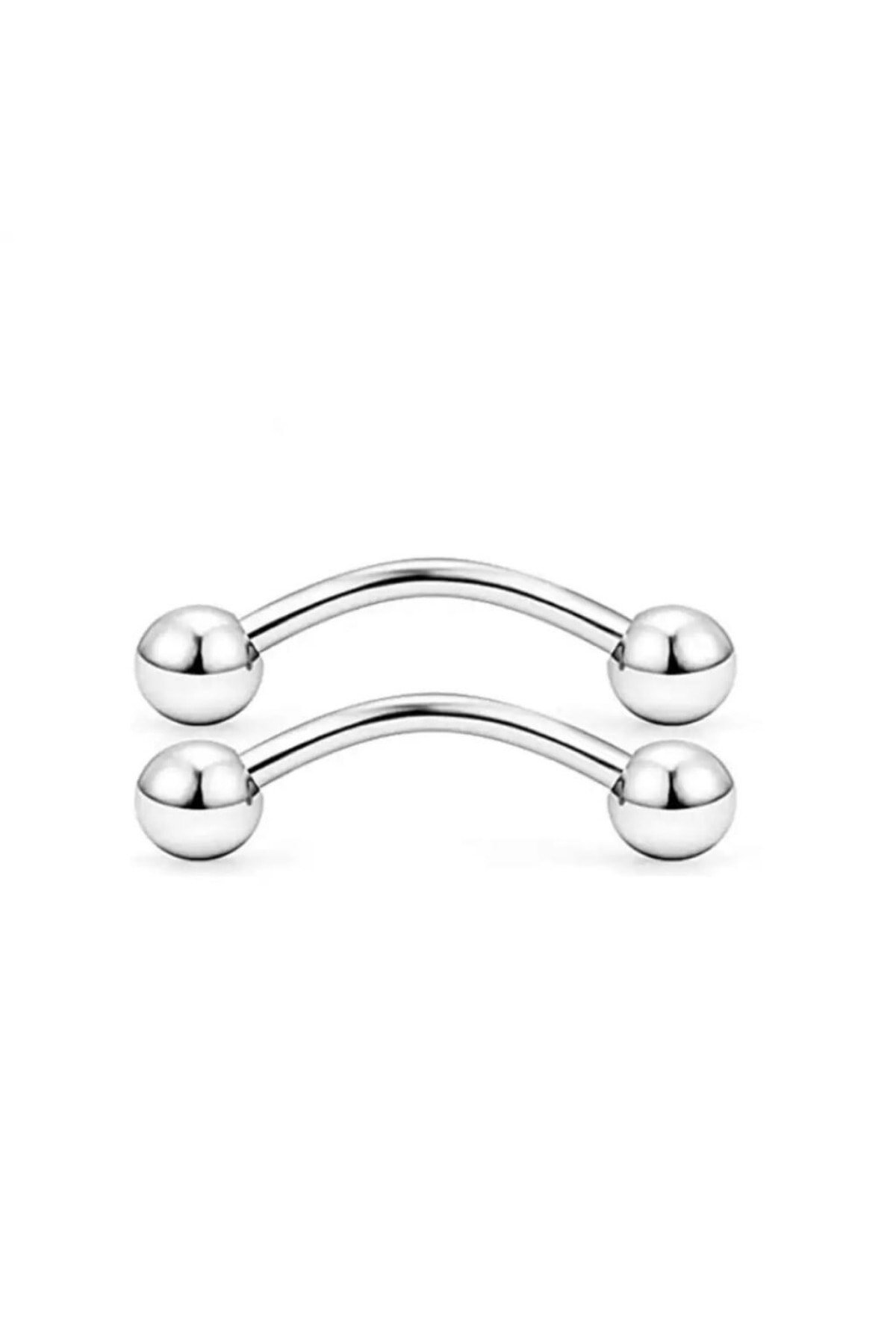 Jaida Moda Unisex Cerrahi Çelik Gümüş 2'li Set Rook Ve Kaş Piercing