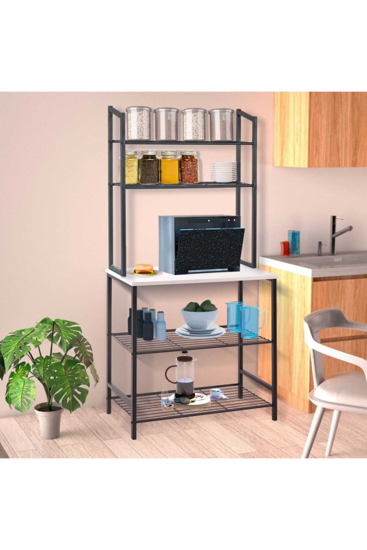 Retodesign Beyaz Mutfak Bangosu , Çok Amaçlı Raf 1750b