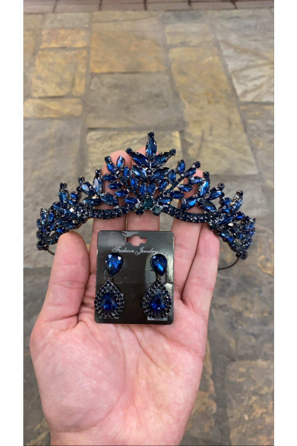 s&n accessories Gelin Tacı Gelin Küpesi Lacivert