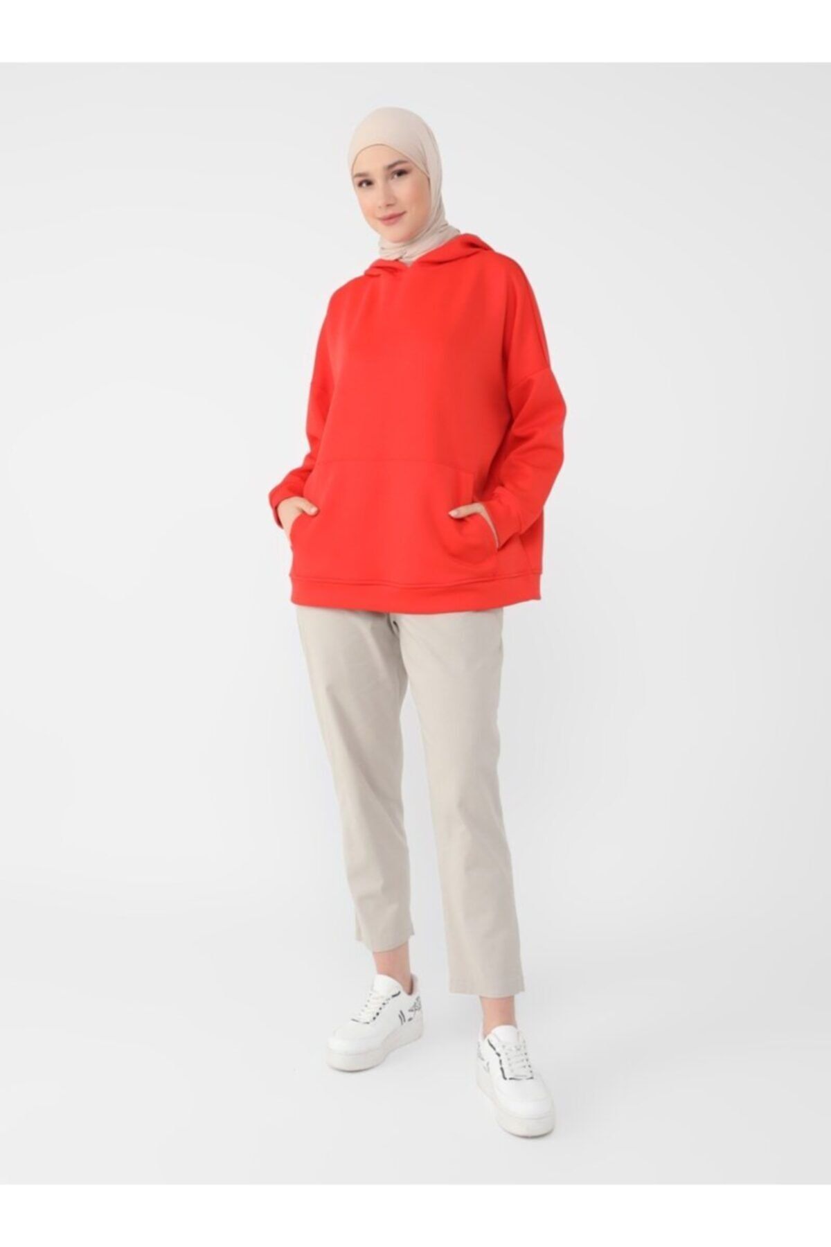 Benin Scuba Kanguru Cepli Kapüşonlu Sweatshirt - Turuncu -