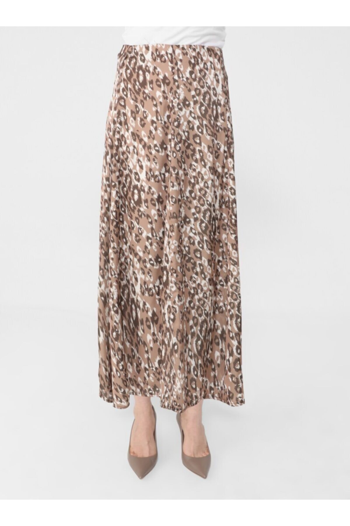 Refka Leopar Desenli Saten Etek - Camel - Woman