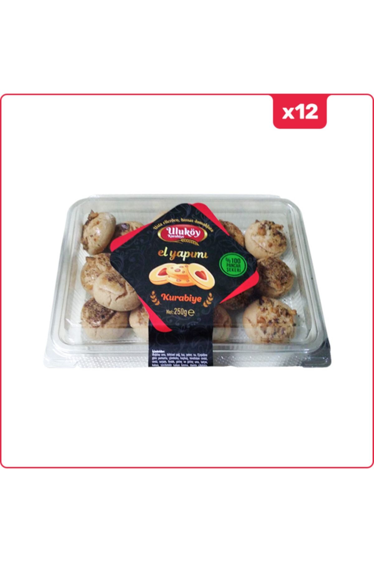 Uluköy (EL YAPIMI) Geleneksel Cevizli Kurabiye 250 gr × 12 Adet