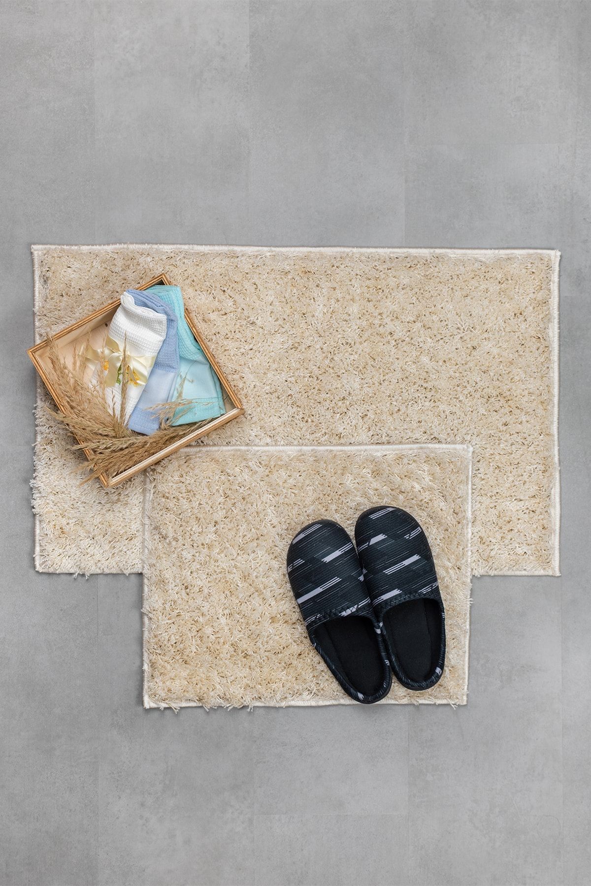 Mariesse Home 2'li Banyo Paspası - Bej Puffy -50x80 45x50 Cm