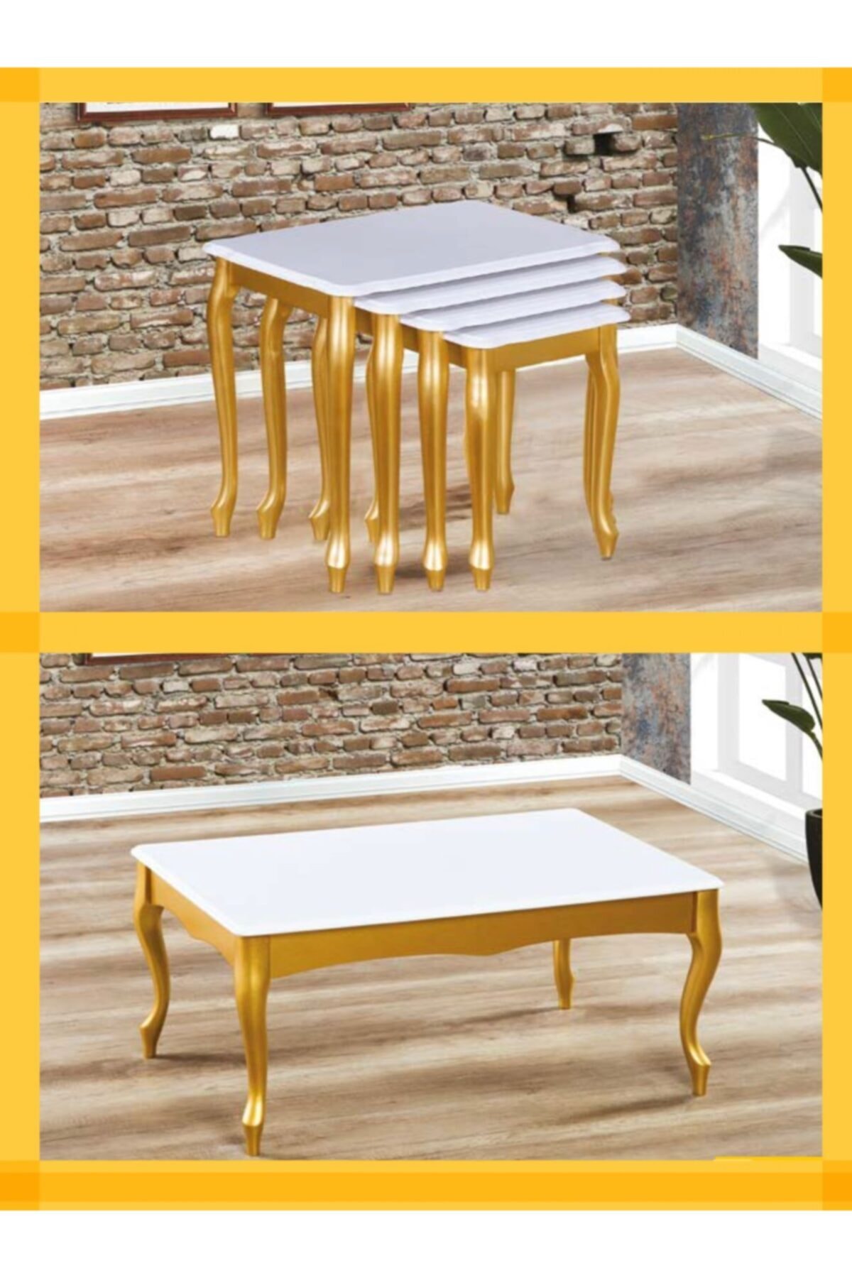 Doruk Home Gold Zigon Ve Orta Sehpa Set