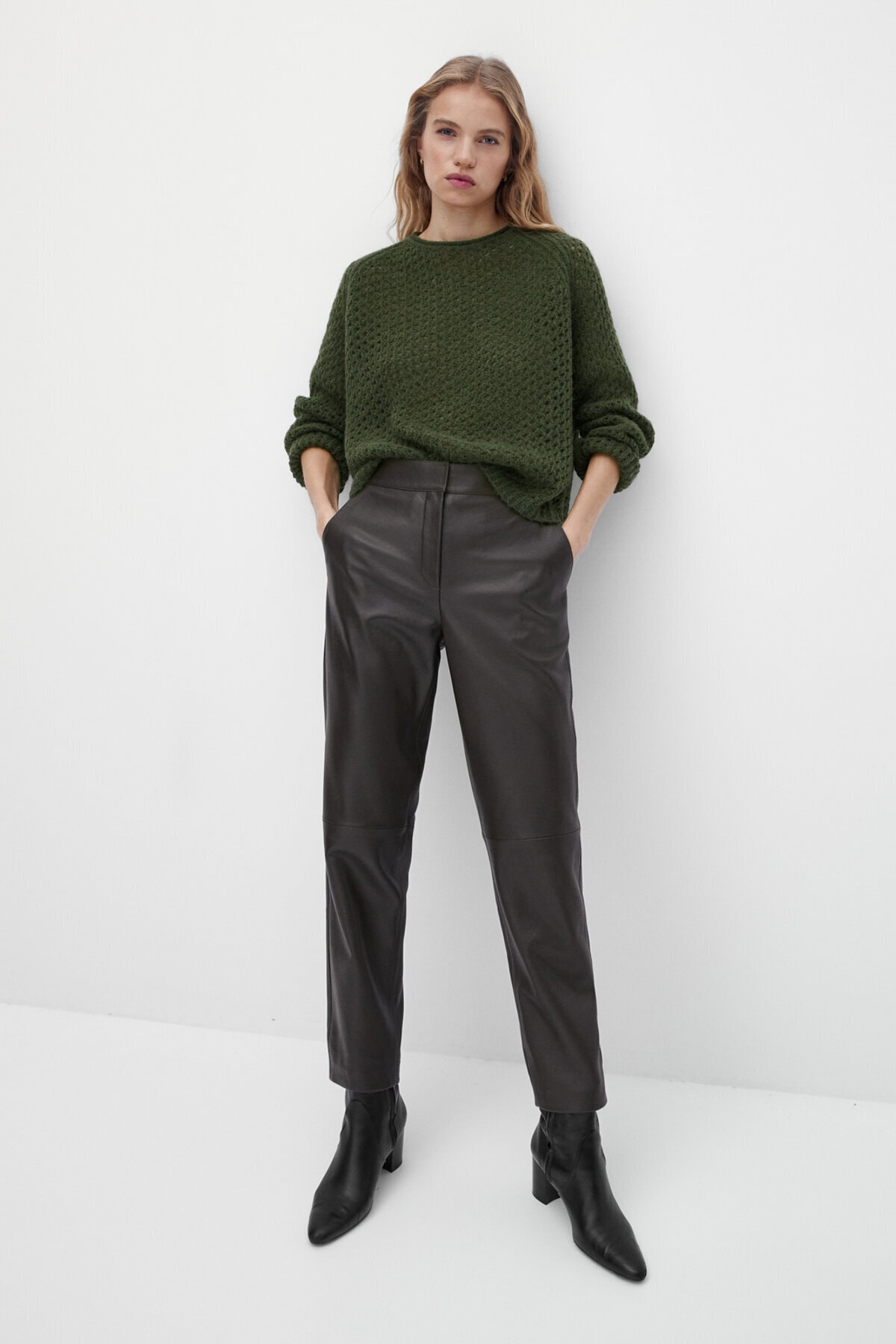 Massimo Dutti Yün Karışımlı Ajurlu Örgü Kazak