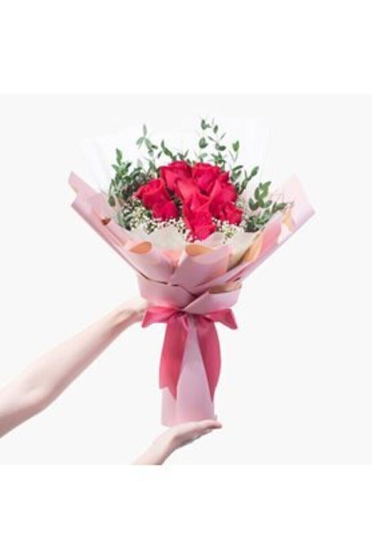 İklim Flowers 9 Kırmızı Gül Buketi Özel Aranjman Hediyelik Kesme Canlı Çiçek