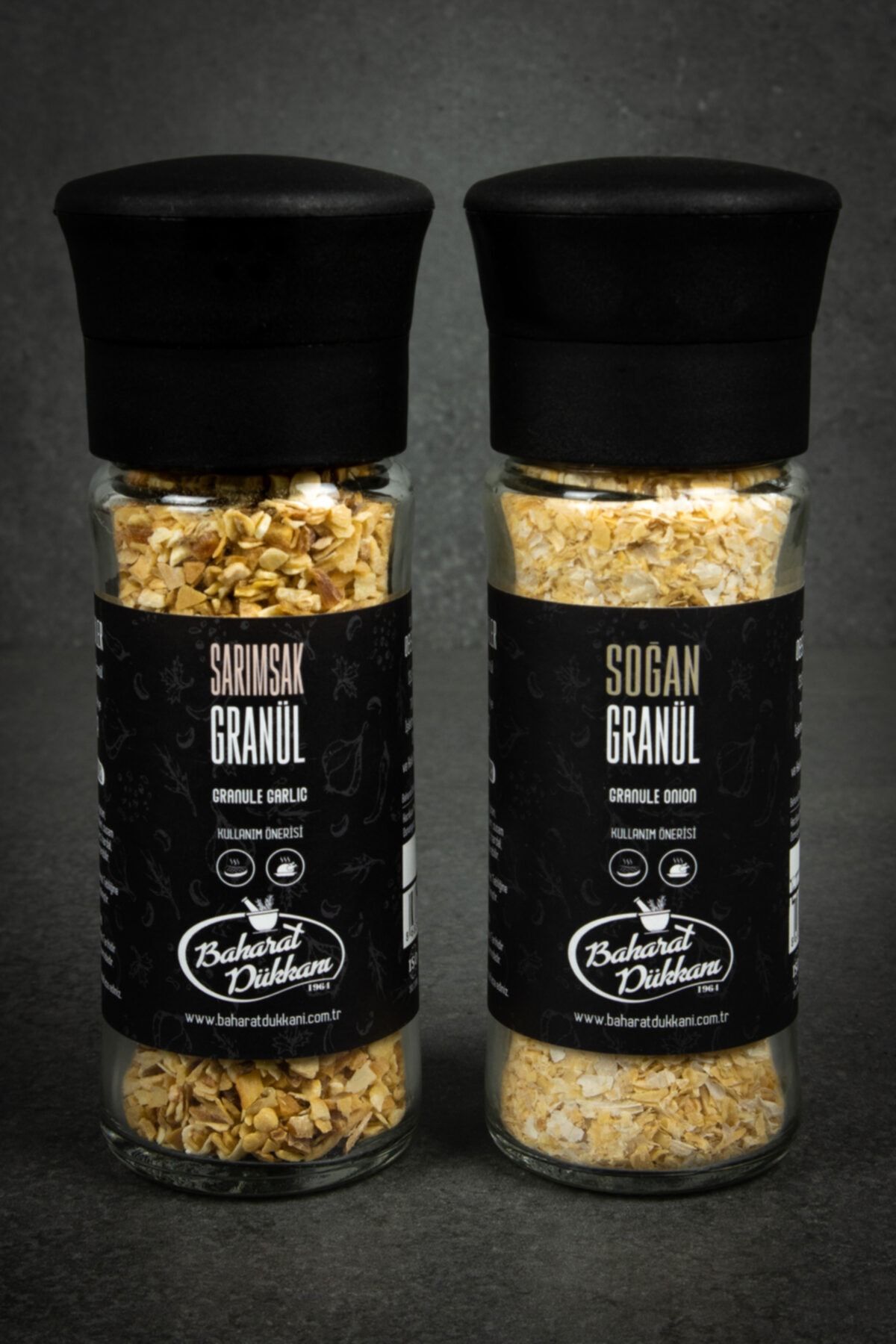 Baharat Dükkanı Sarımsak Granül - Soğan Granül 2'li Set (değirmen Kapak)