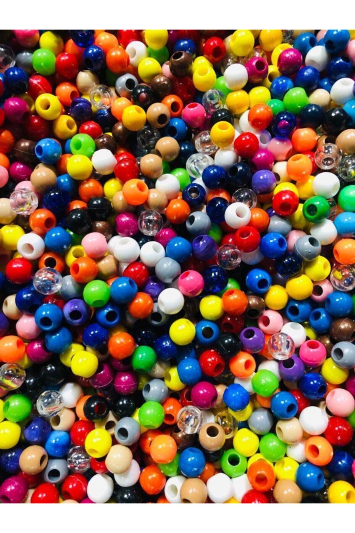 izmir Bitpazarı 10 Mm Karışık Renk Plastik Boncuk ( 150 Adet ) Dekor / Takı / Kuzu Boncuğu -