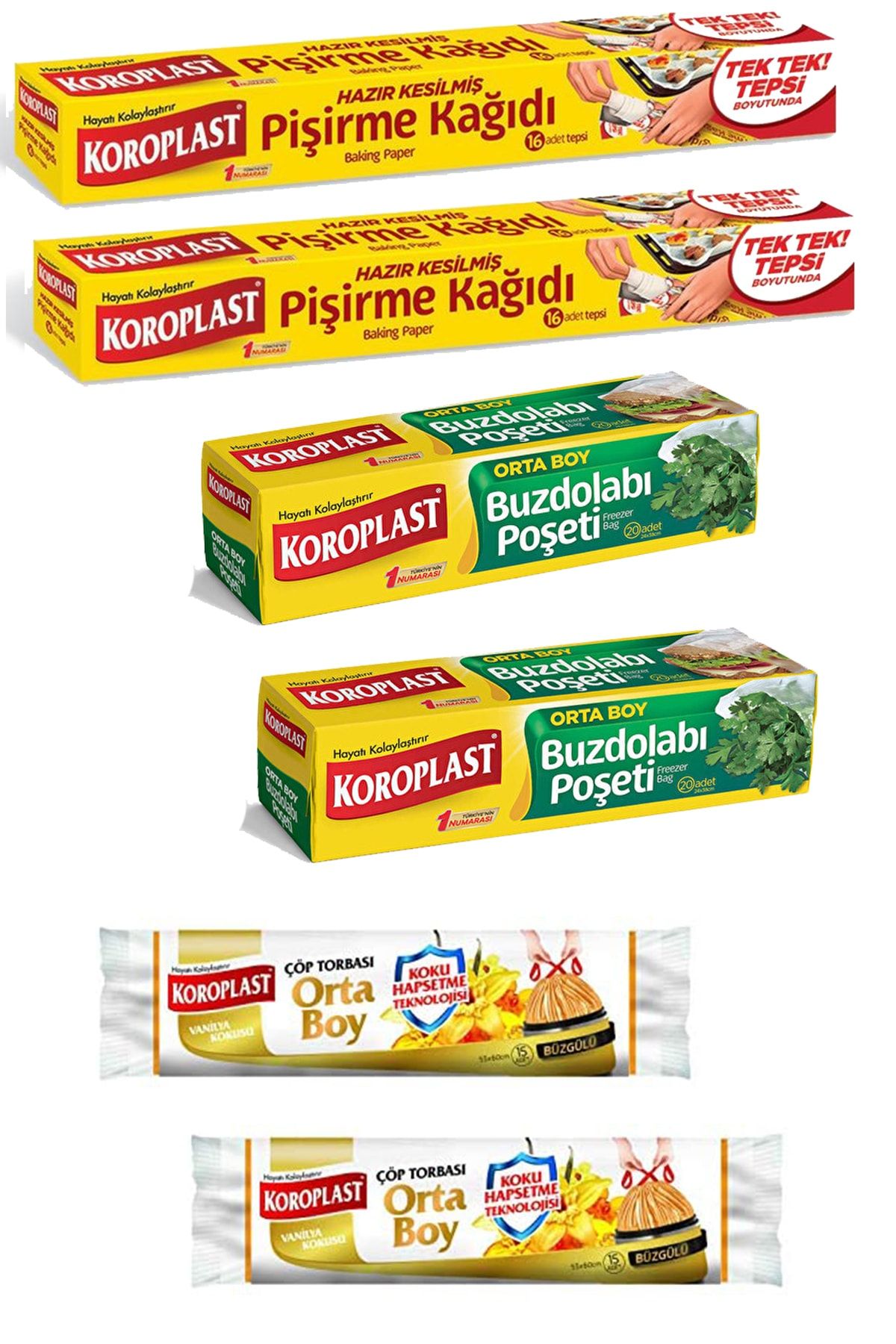 Koroplast Max Paket Buzdolabı Poşeti Hazır Kesim Pişirme Kağıdı Vanilya Kokulu Çöp Poşeti