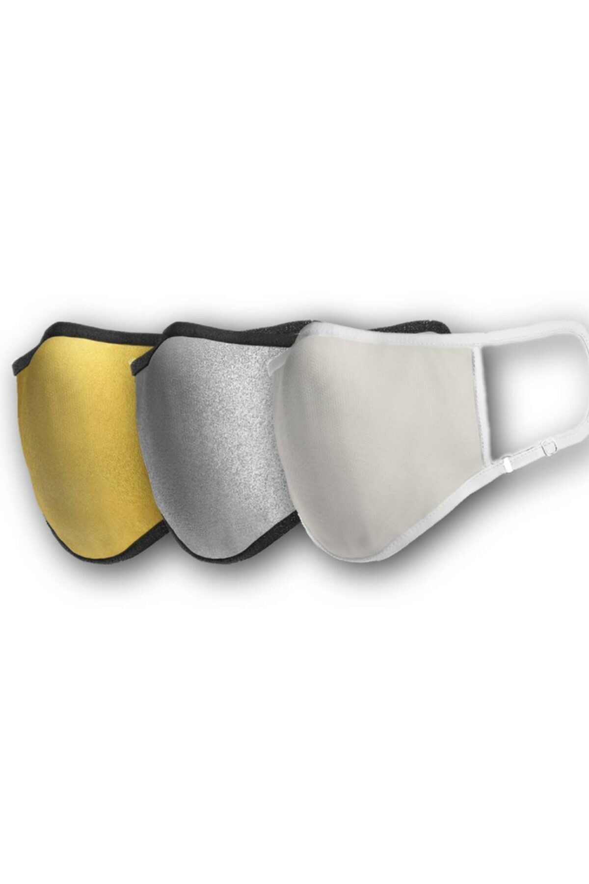 Circles 3'lü Yıkanabilir Maske Paketi(golden-silver-snowy)