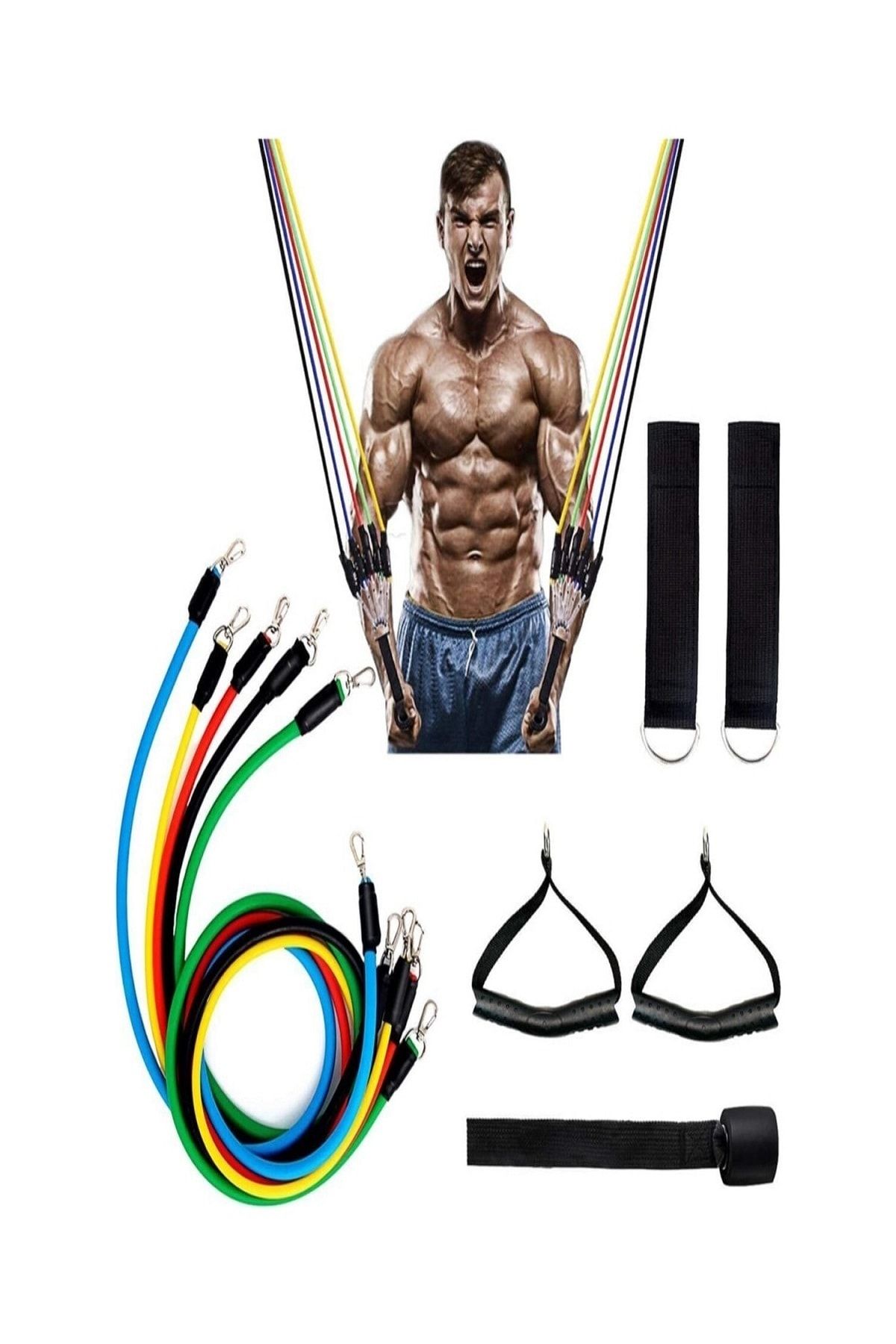 BOLD MARK 12 Parça Deluxe Profesyonel Direnç Lastiği Seti Latex Premium Kalite Fitness Kondisyon Direnç Lastik