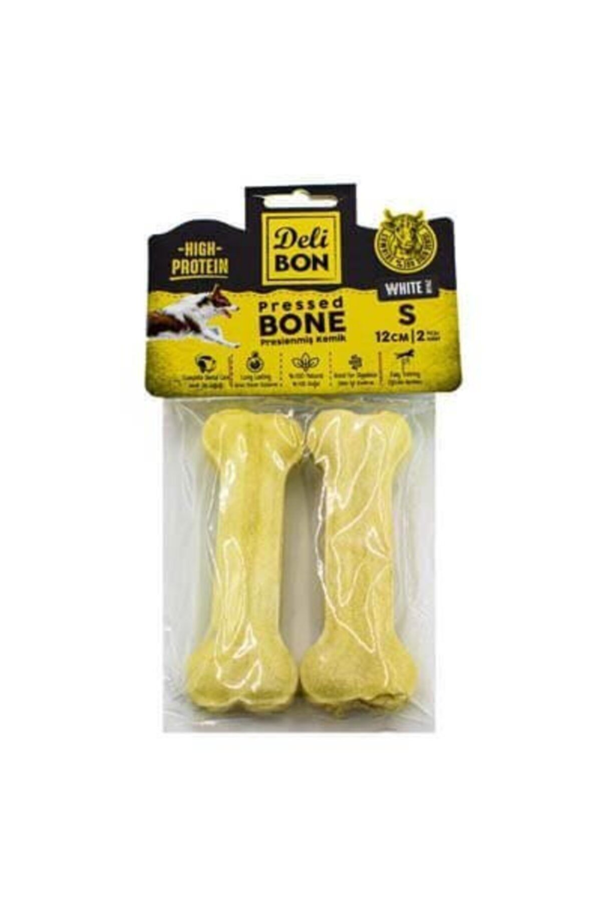 Delibon Deri Press Köpek Kemik 12cm S Boy 2li Paket Beyaz