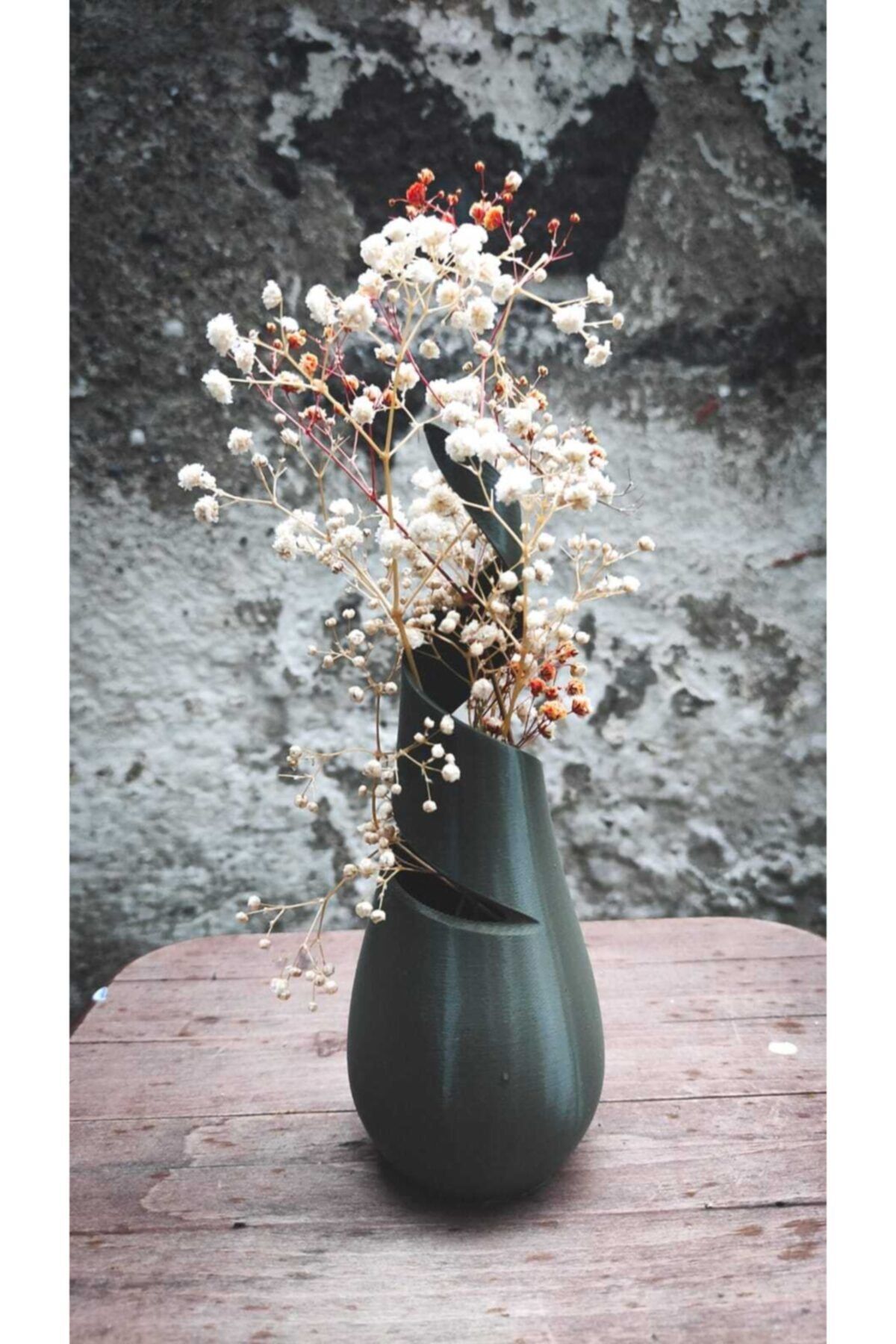 MAĞARA WORKS Spiral Dekoratif Vazo 20 Cm Zeytin Yeşili