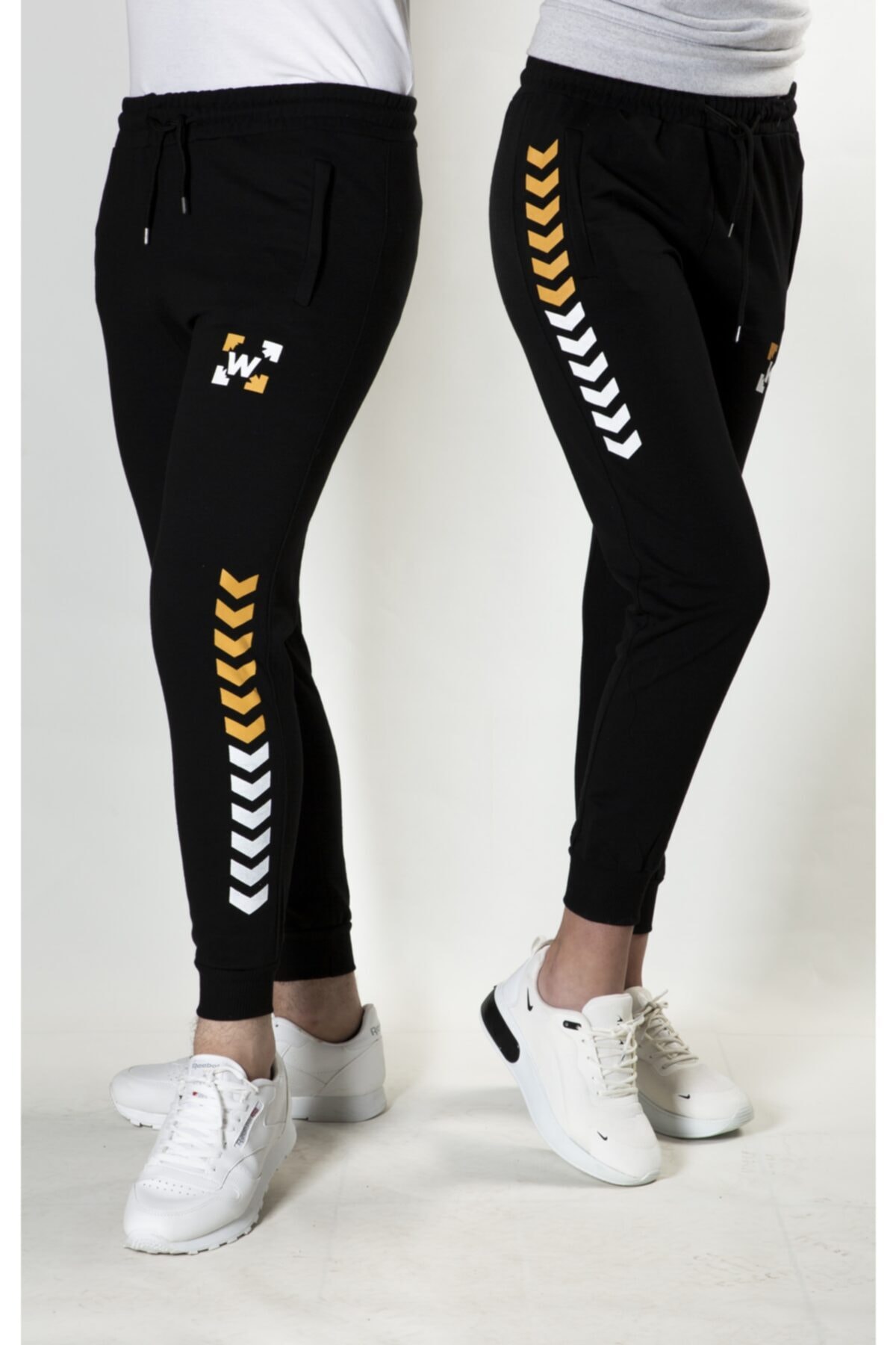 EX SPORT İMALAT TOPTAN SPOR GİYİM Ex Sport Siyah Ok Baskılı Fermuarlı Eşofman Altı