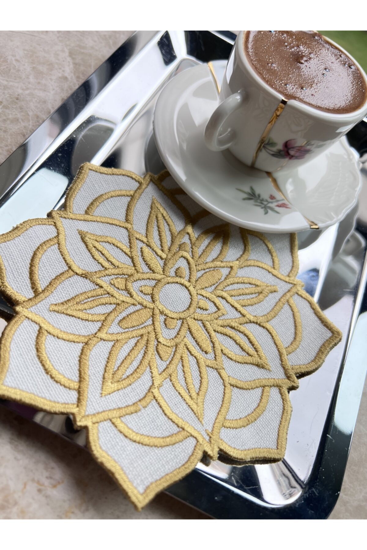 La Vision Co Cicekli Gold Kokteyl Pecetesi