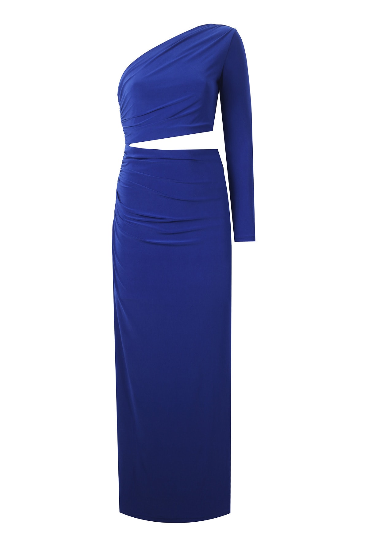 Whenever Company Saks Tek Kol Yandan Drapeli Göbeği Pencereli Uzun Abiye Elbise