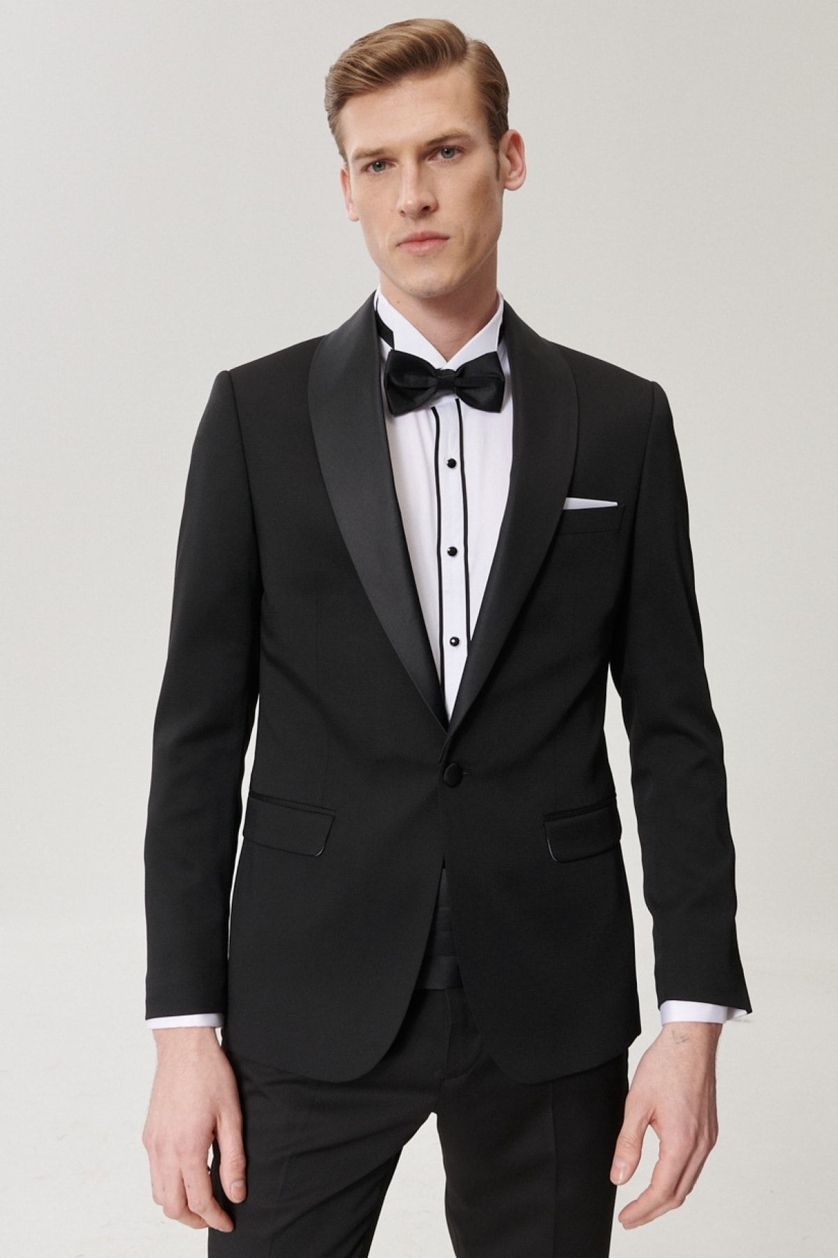 ALTINYILDIZ CLASSICS Erkek Siyah Slim Fit Desenli Smokin Damatlık