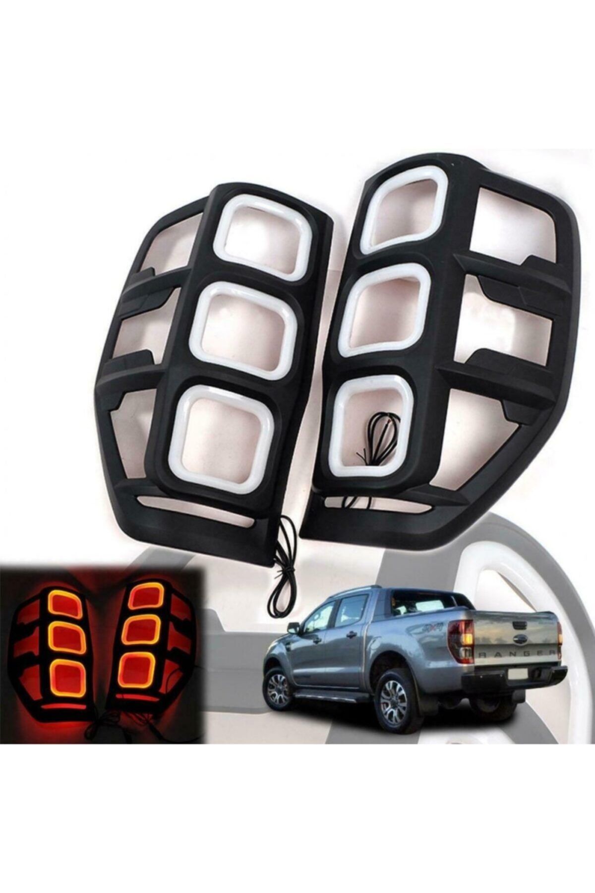 DEKOHOP Ford Ranger Çerçevesi Ledli 2015 Sonrası Uyumlu  Arka Stop