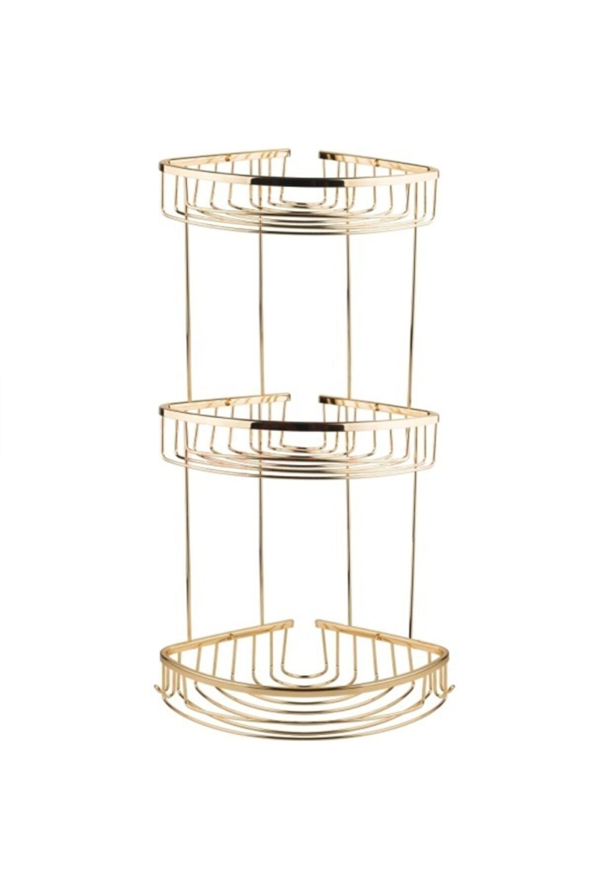 CAMERO Polo Gold Serisi 20x20 Üçlü Dalga Süngerlik Ve Şampuanlık Gold Lif Askılı