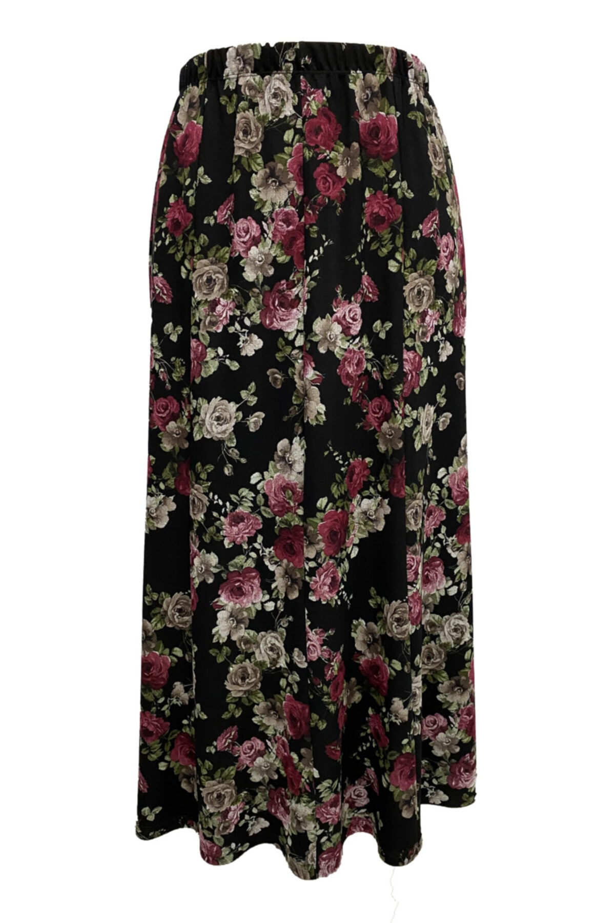 HESNA Gül Desenli Siyah Parçalı Anne Etek