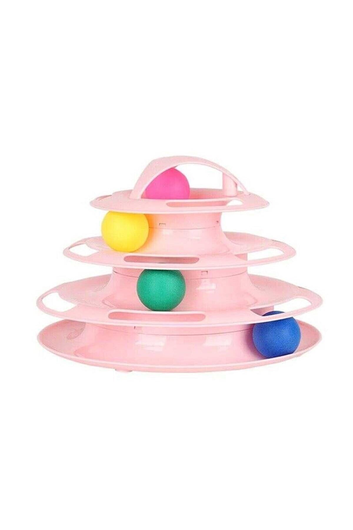 TEKNO İSTANBUL 4 Katlı Yuvarlak Kedi Oyuncağı 24 X 13 Cm Pembe