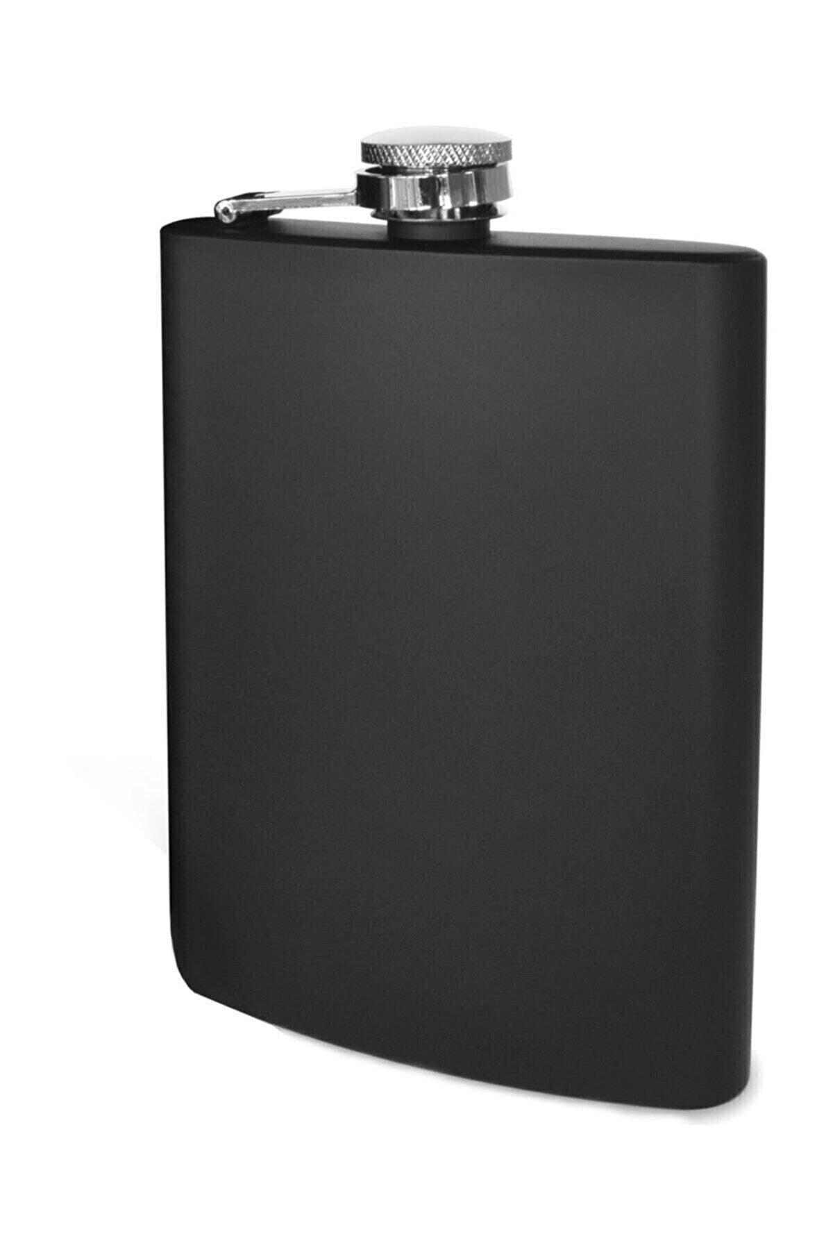 TEKNO İSTANBUL Çelik Mat Siyah 8 Oz 240 Ml Içki Matarası