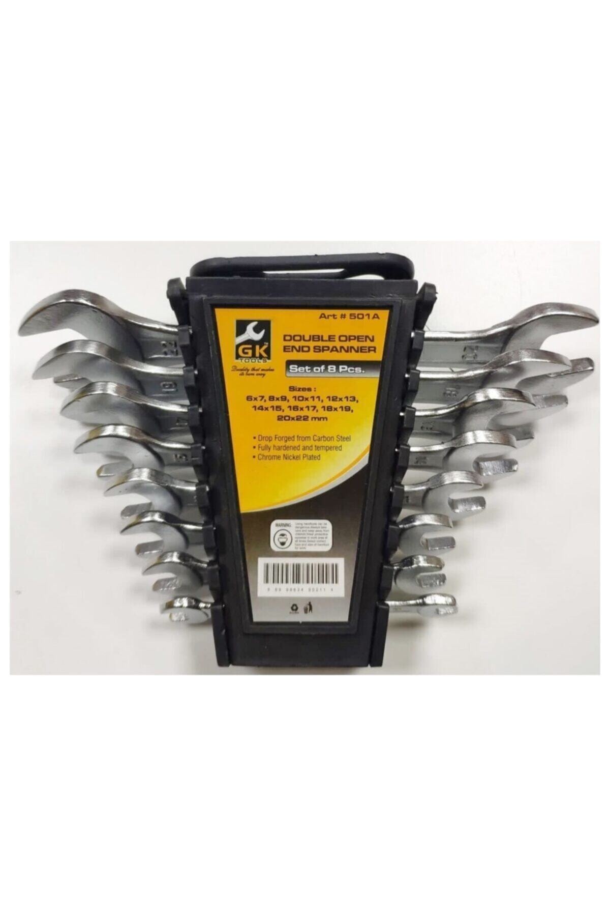 GK TOOLS 8'li 2 Ağız Anahtar Takımı Düz Anahtar 6x22 Mm