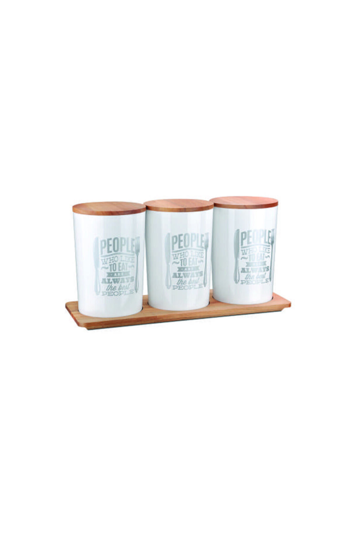 GRİMOR Life 3' Lü Ahşap Kapaklı Modern Kuru Bakliyat Saklama Seti Beyaz ( 0.9 Litre )