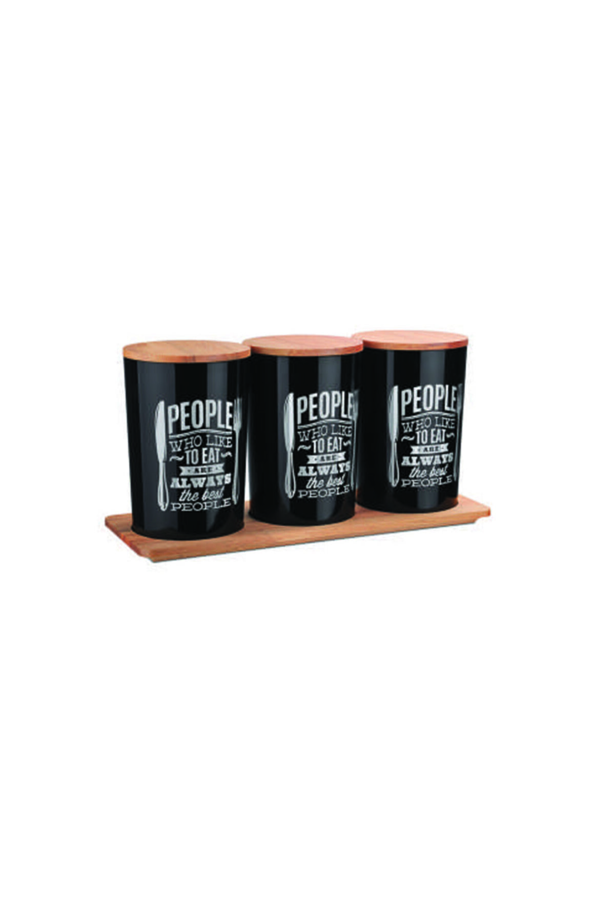 GRİMOR Life 3' Lü Ahşap Kapaklı Modern Kuru Bakliyat Saklama Seti Siyah ( 2.3 Litre )