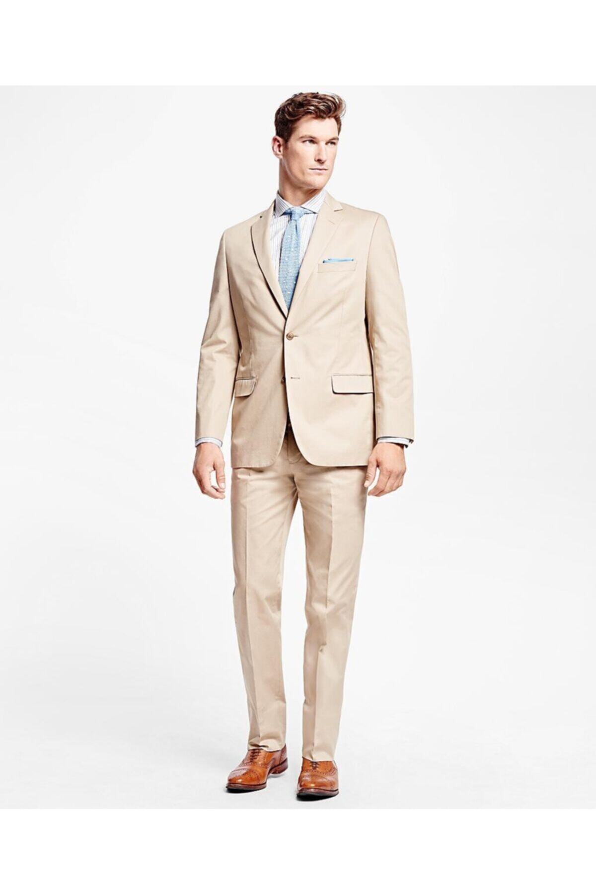 BROOKS BROTHERS Erkek Bej 2 Düğme Tek Yırtmaç Takım Elbise