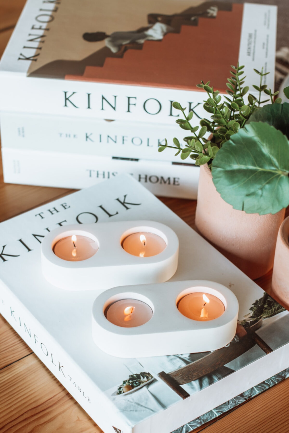 BEIGE Twins Beton 2'li Tealight Mumluk