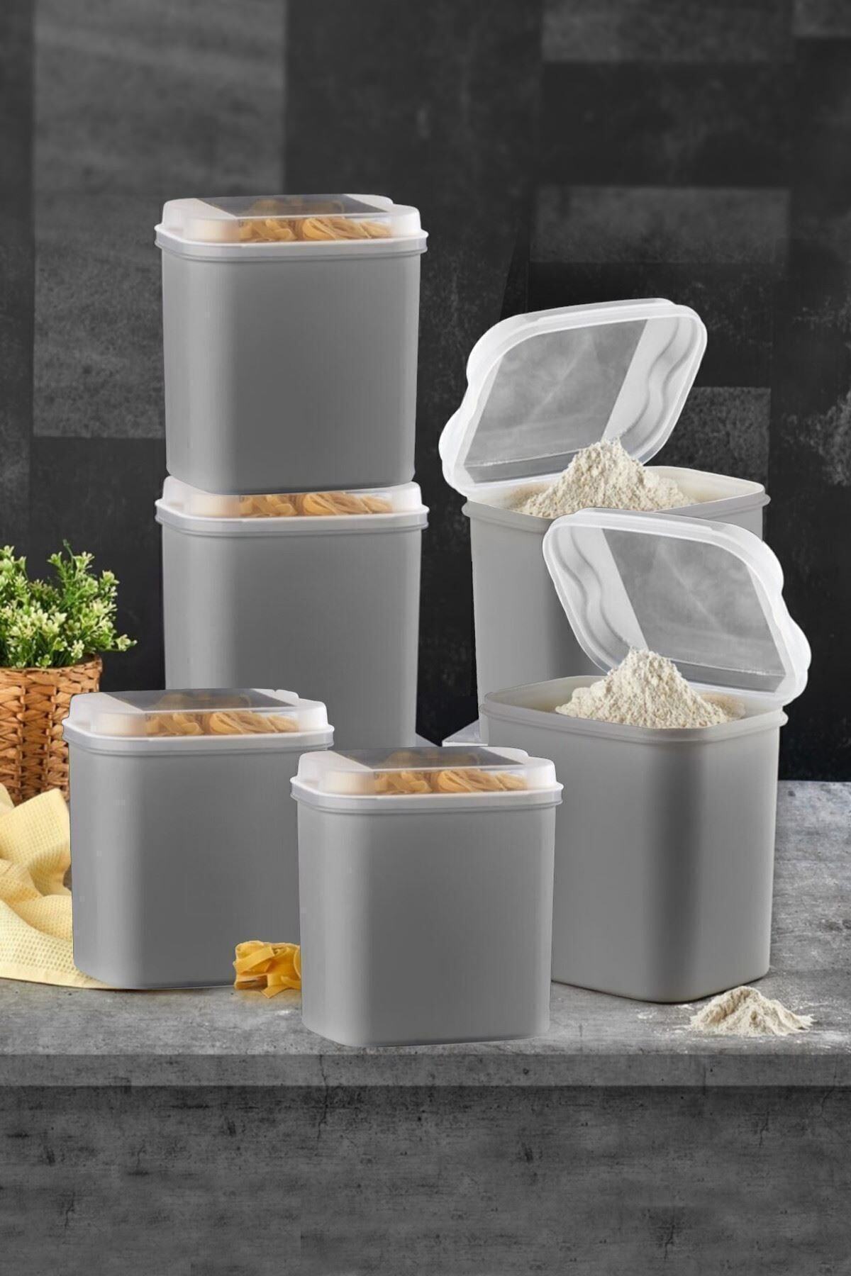 VİP AHMET Gri Un ve Bakliyat Kabı 4,5lt 6lı