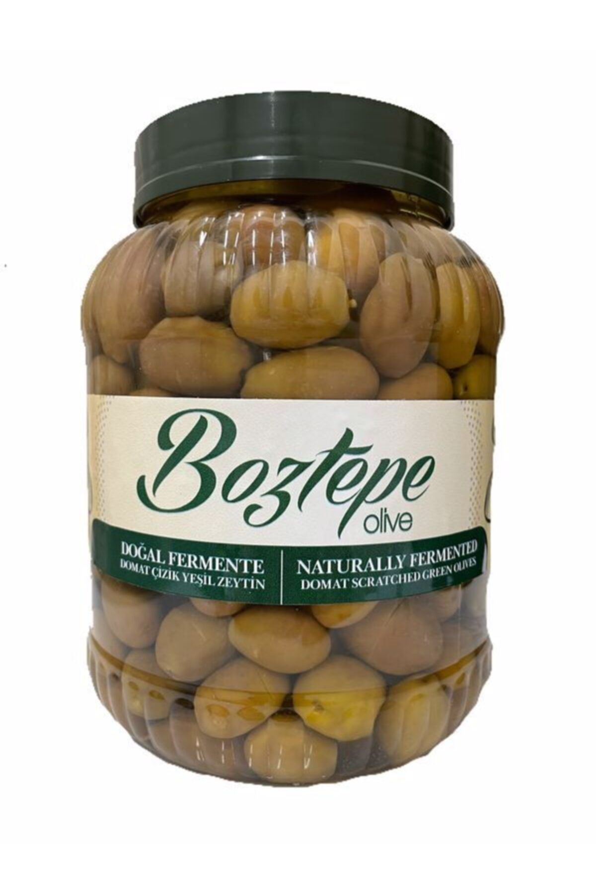 Boztepe Yeşil Zeytin Domat Çizik Jumbo Boy Doğal Fermente 2000 cc