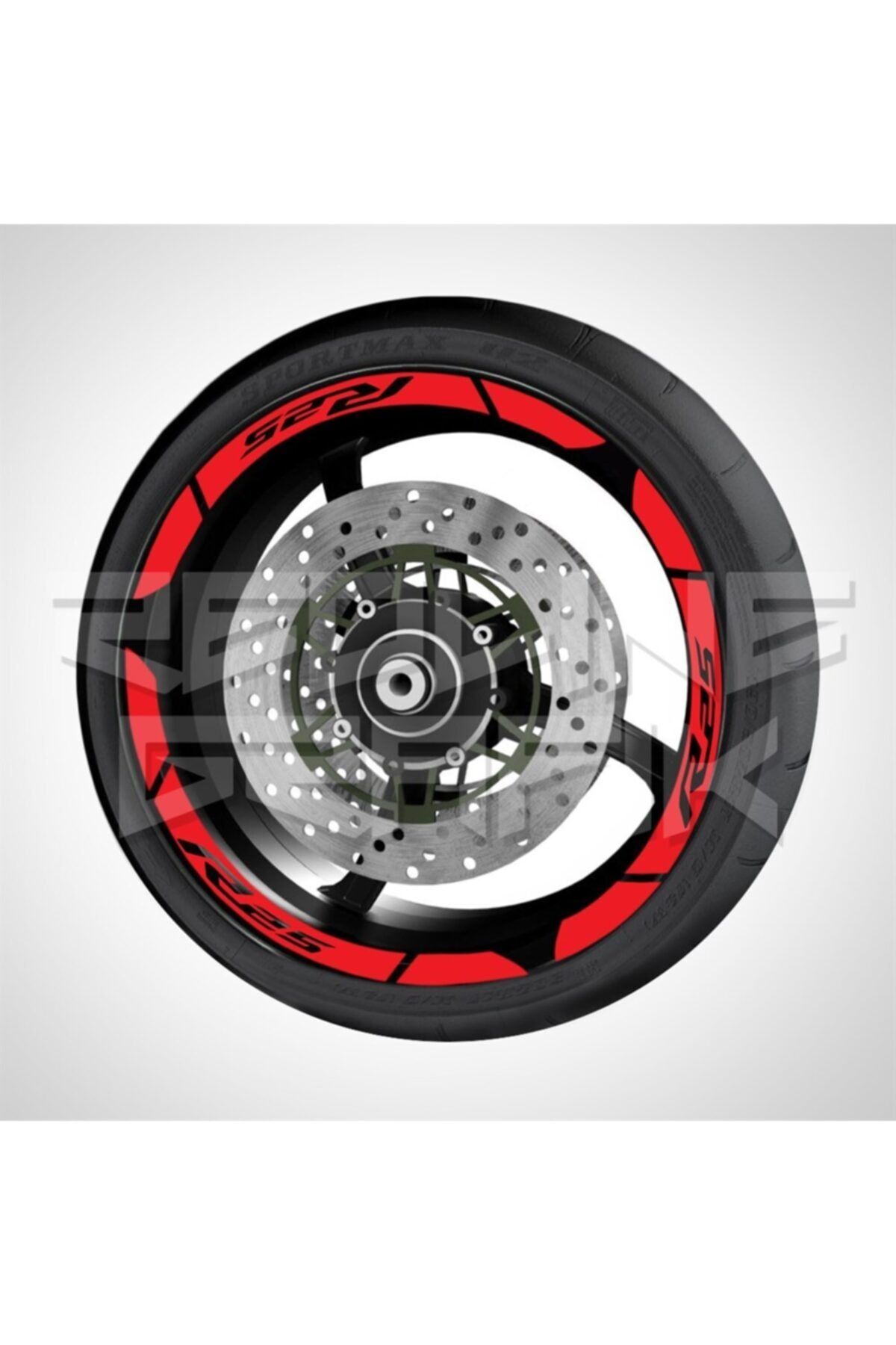 Redline Grafik Yamaha R25 Fosforlu Reflektif Jant Şeridi Kırmızı