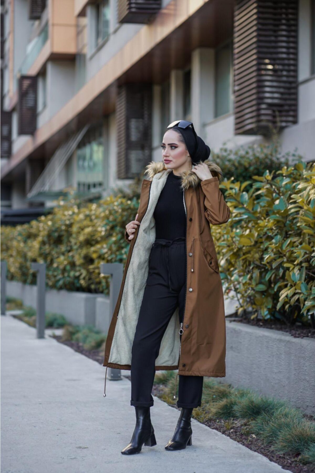 BURCU TESETTÜR Içi Kürklü Kaban Mdr10567 Taba