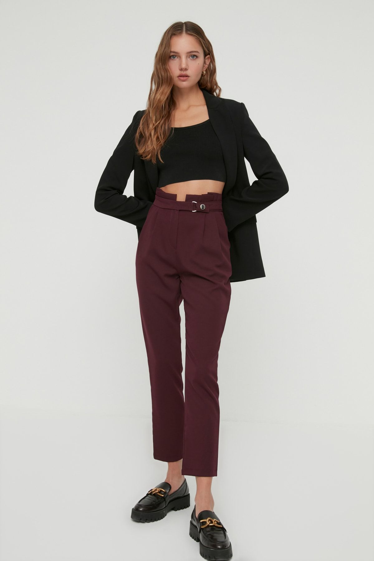 TRENDYOLMİLLA Mürdüm Çıtçıtlı Pantolon TWOSS20PL0131