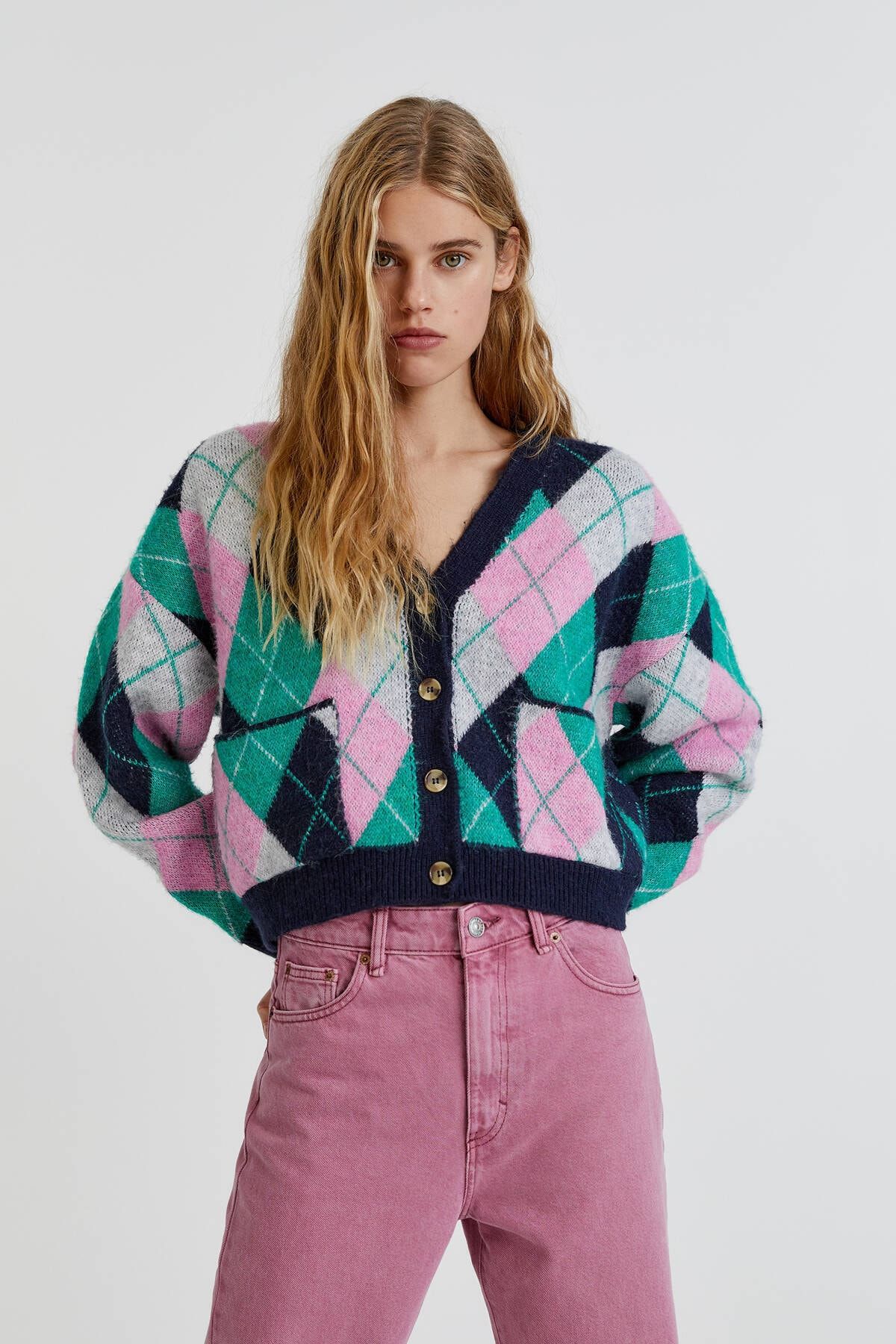 Pull & Bear Baklava Desenli Hırka