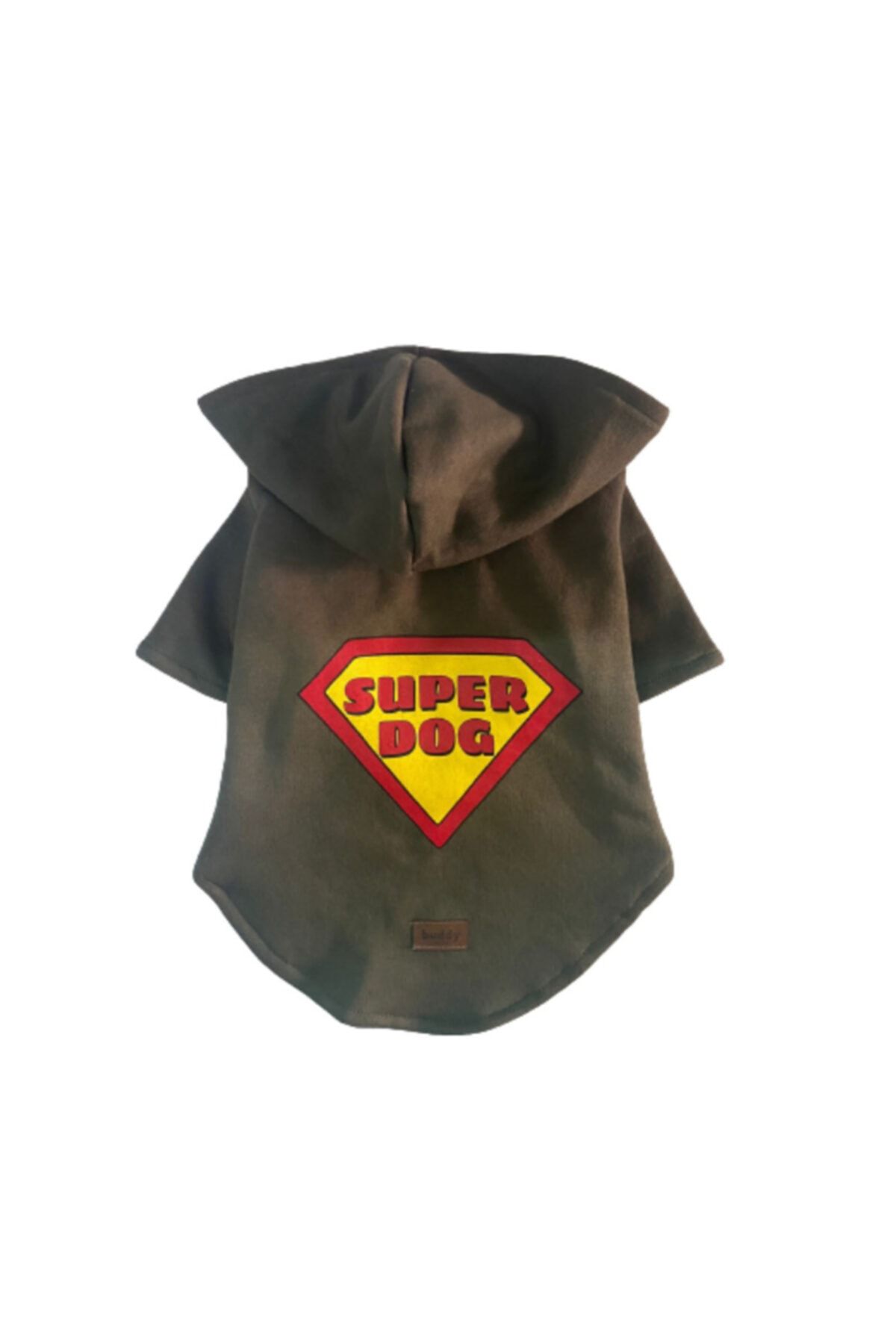 Buddy Store Kedi Köpek Kıyafeti & Elbisesi Kapüşonlu Sweat Model Asker Yeşili Superdog [ Xl Beden ]