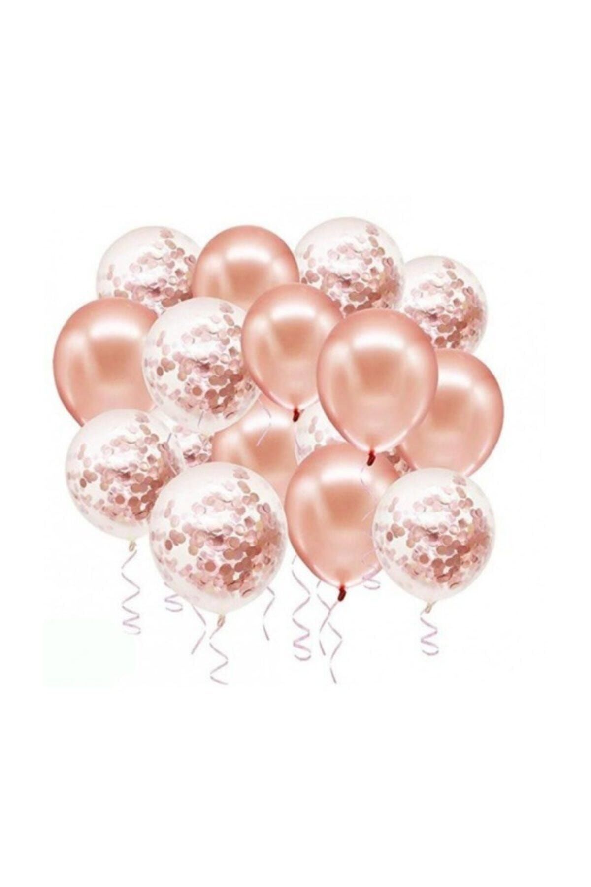 BalonEvi Rose Gold Konfetili Balon Seti 20 Adet